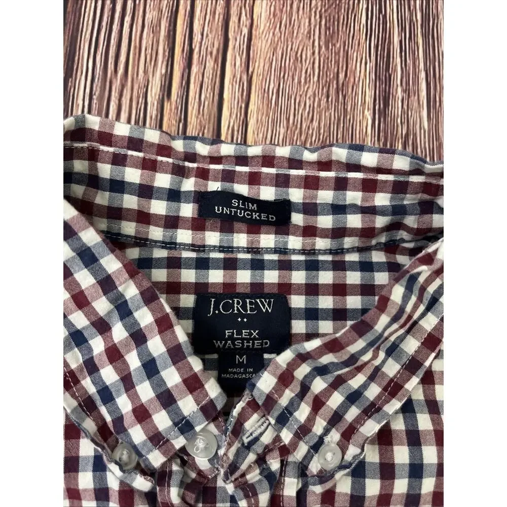 J Crew Slim Untucked Flex Washed Plaid Button Down Shirt Men's Size Medium